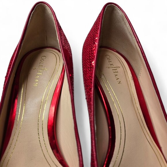 Cole Haan Chelsea Nike Air Pumps Women's Ruby Red Sequin Dressy Evening Flashy 8 - Picture 6 of 12